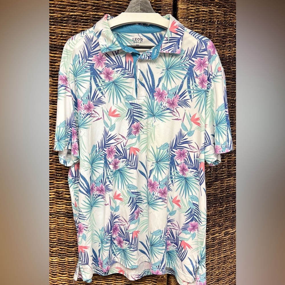IZOD- Mens XXL, Golf Floral Pattern Polo, Pre-Owned‎